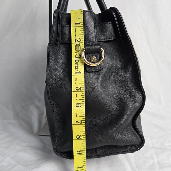 Michael Kors Hamilton Large East West Satchel Black Saffiano Leather Det Strap - Picture 13 of 16